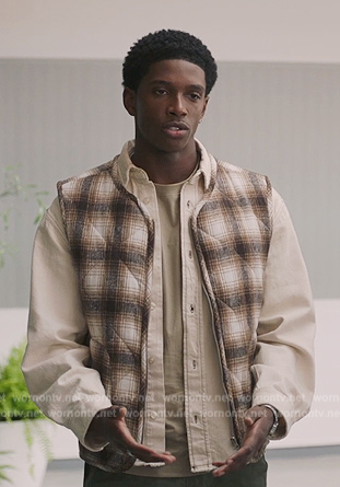 Lando’s plaid vest on All American Homecoming
