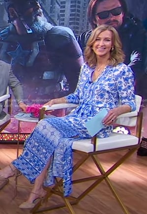 Lara’s blue floral maxi shirtdress on Good Morning America