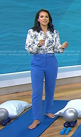 Laura’s floral blouse and blue pants on Today