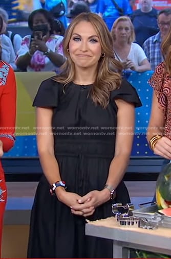 Lori’s black tie waist midi dress on Good Morning America