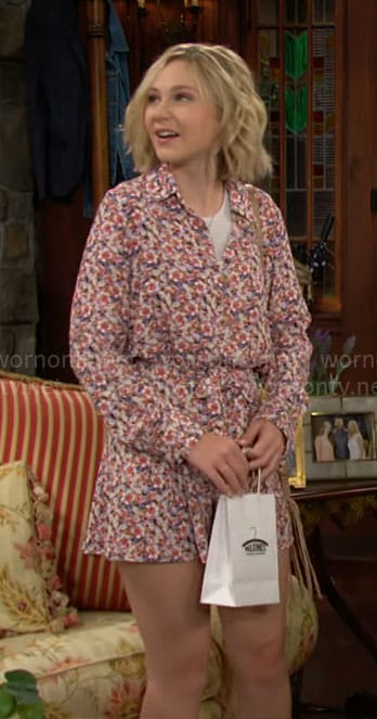 Lucy’s floral romper on The Young and the Restless