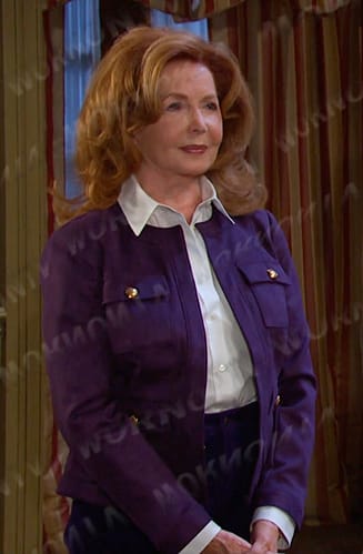 Maggie’s purple suede jacket on Days of our Lives