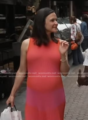 Maggie Rulli’s red ribbed colorblock dress on Good Morning America