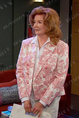 Maggie’s pink floral blazer on Days of our Lives