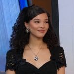 Malia Baker’s black sweetheart lace top and skirt on Good Morning America