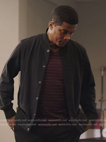 Marcus’s black bomber jacket on All American Homecoming