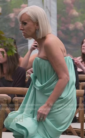 Margaret’s green strapless ruffle dress on RHONJ