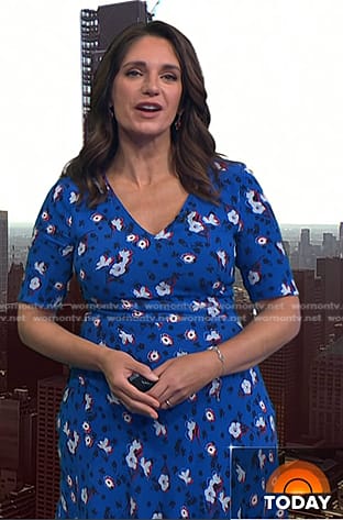 Maria’s blue floral v-neck dress on Today