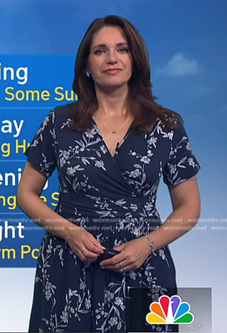 Maria’s navy floral surplice dress on Today