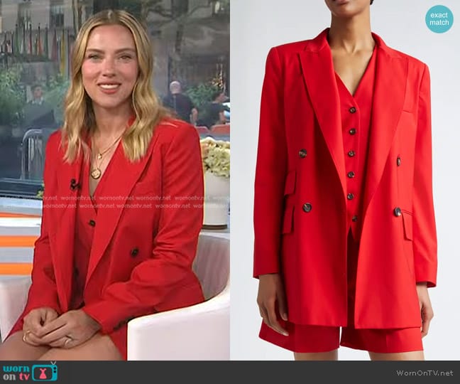 Max Mara Zuai Virgin Wool Suiting Waistcoat worn by Scarlett Johansson on Today