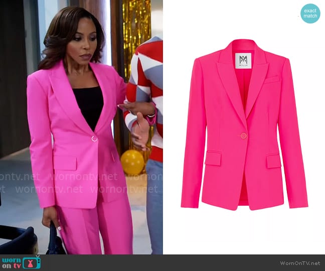 Milly Avery Cady Blazer in Milly Pink worn by Andrea Barnes (Kj Smith) on Tyler Perrys Sistas