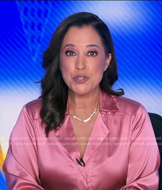 Mireya Villarreal’s pink satin blouse on Good Morning America