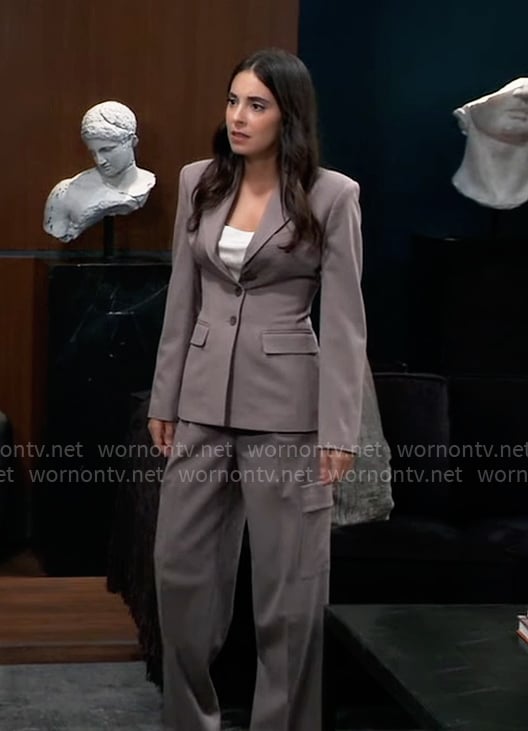 Molly’s taupe suit on General Hospital