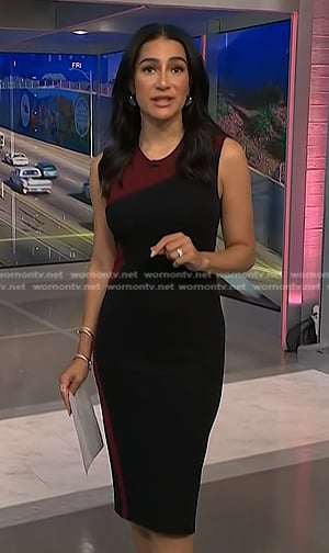 Morgan’s black and red colorblock sheath dress on NBC News Daily