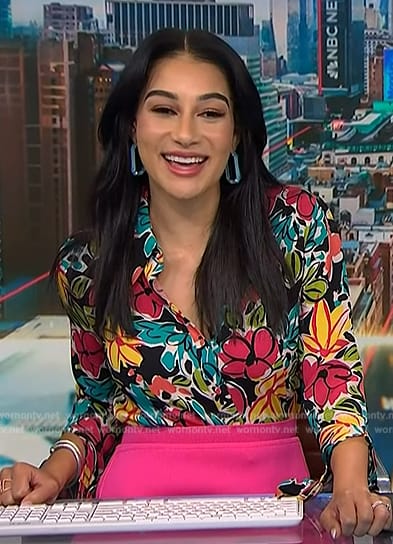 Morgan’s floral print bell sleeve blouse on NBC News Daily