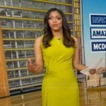 Morgan’s yellow gathered dress on Good Morning America Morgan’s yellow gathered dress on Good Morning America