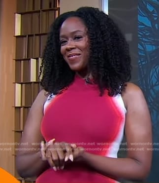 Moses Ingram’s red asymmetric dress on Good Morning America
