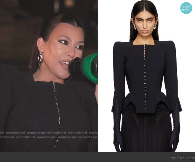 Mugler Black Curvy Jacket worn by Kourtney Kardashian (Kourtney Kardashian) on The Kardashians