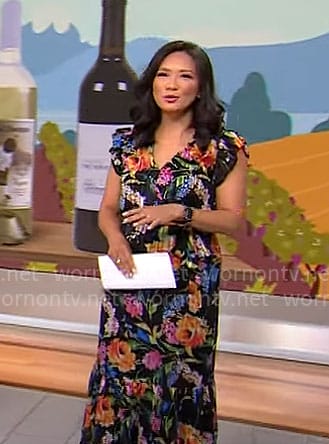 Nancy Chen’s black floral dress on CBS Mornings