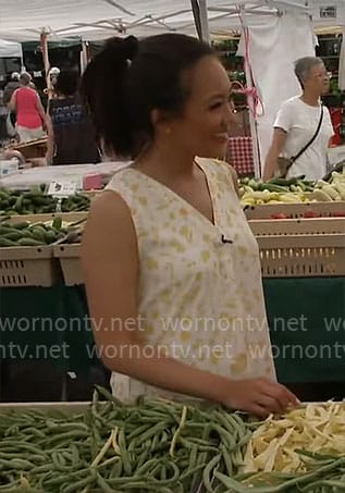 Nancy Chen’s yellow floral top on CBS Mornings