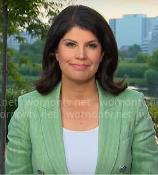 Natalie Brand’s green linen blazer on CBS Mornings