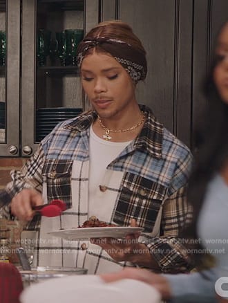 Nathaniel’s patchwork flannel on All American Homecoming