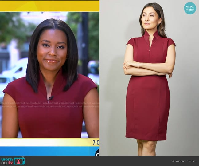 Nora Gardner Evelyn Dress in Bordeaux worn by Rachel Scott on Good Morning America