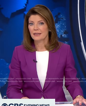 Norah’s purple blazer on CBS Evening News