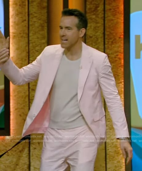 Ryan Reynolds’s pink cotton blazer and pants on Live with Kelly and Mark