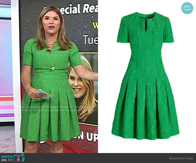 Oscar de la Renta Pleated Short Sleeve Dress worn by Jenna Bush Hager on Today
