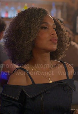 Paige’s denim off-shoulder dress on UnPrisoned