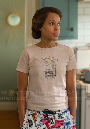 Paige’s JAdore Paris t-shirt and printed pants on UnPrisoned