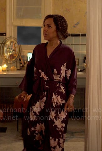 Paige’s purple floral robe on UnPrisoned
