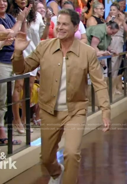 Rob Lowe’s tanned jacket and pants on Live with Kelly and Mark