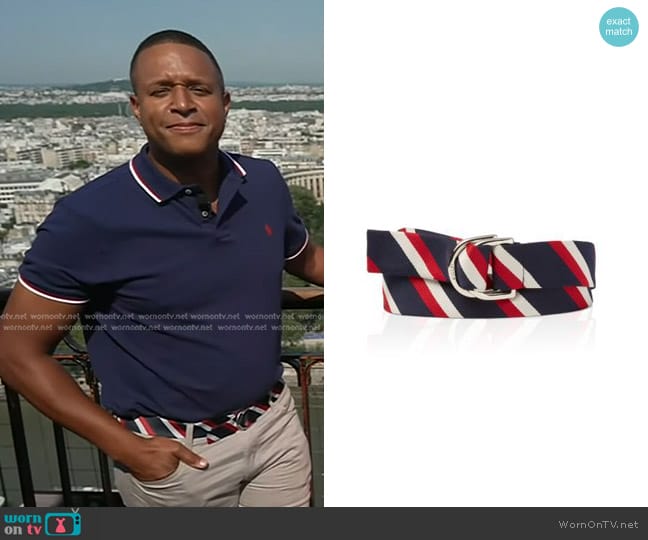 Polo Ralph Lauren Team Usa Striped Belt In Red/white/blue worn by Craig Melvin on Today