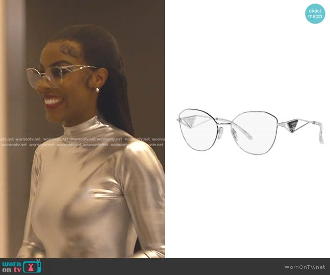 Prada 52ZV Eyeglasses in Silver worn by Caroline Brooks (Caroline Brooks) on The Real Housewives of Dubai
