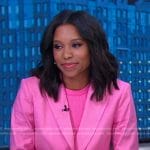 Rachel’s pink ribbed top and blazer on Good Morning America