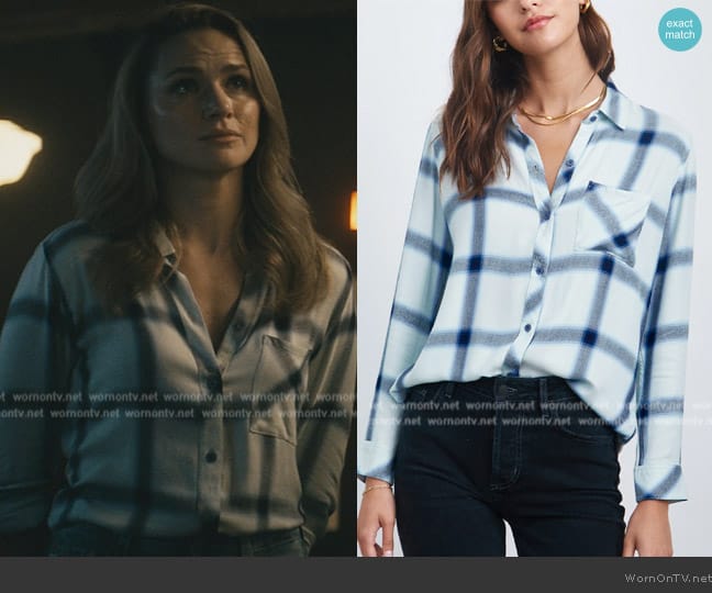 Rails Hunter Shirt in White Glacier Navy worn by Becca Butcher (Shantel VanSanten) on The Boys