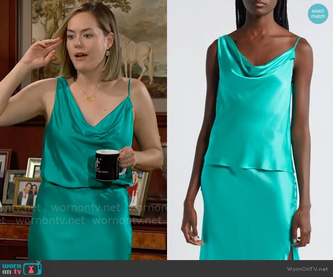 Rails Mae Top in Jade worn by Hope Logan (Annika Noelle) on The Bold and the Beautiful