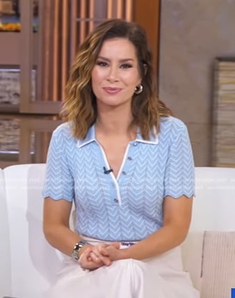 Rebecca’s blue chevron polo on Good Morning America