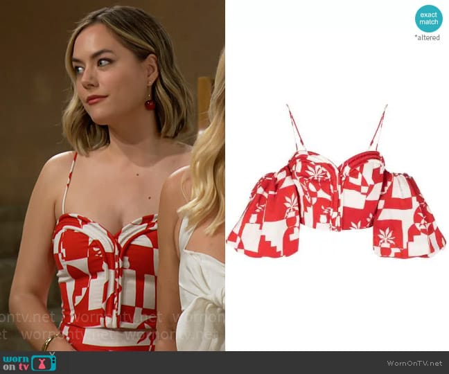 Rebecca Vallance Barcelona midi skirt worn by Hope Logan (Annika Noelle) on The Bold and the Beautiful