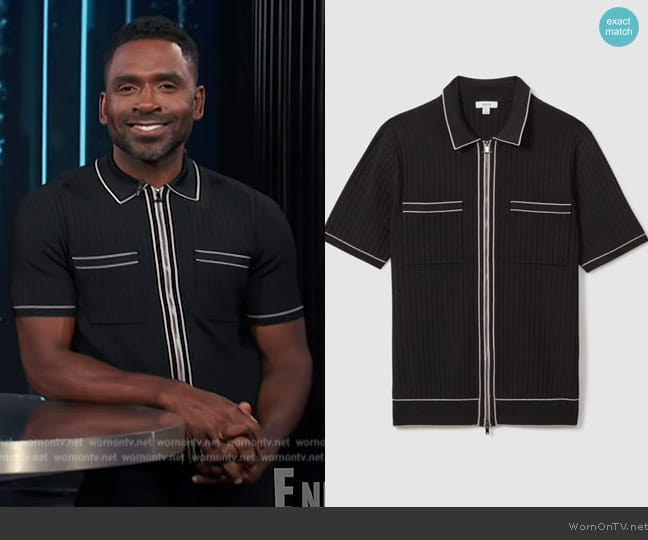 Reiss Christophe Ribbed Dual Zip-Front Shirt worn by Justin Sylvester on E! News