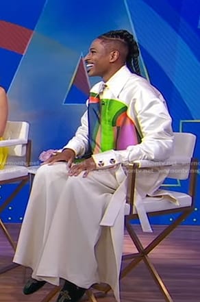 Robert Hartwell’s ivory printed oversized shirt and pants on Good Morning America
