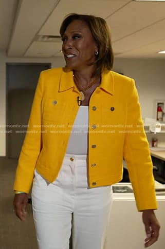 Robin’s yellow textured jacket on Good Morning America