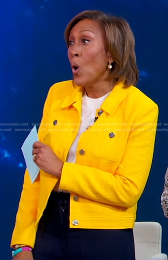 Robin’s yellow textured jacket on Good Morning America