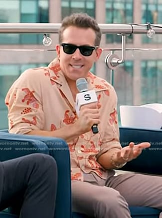 Ryan Reynolds’ beige floral embroidered shirt on Today