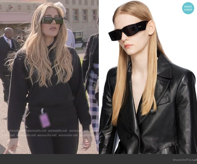 Saint Laurent Black SL 654 Sunglasses worn by Khloe Kardashian (Khloe Kardashian) on The Kardashians
