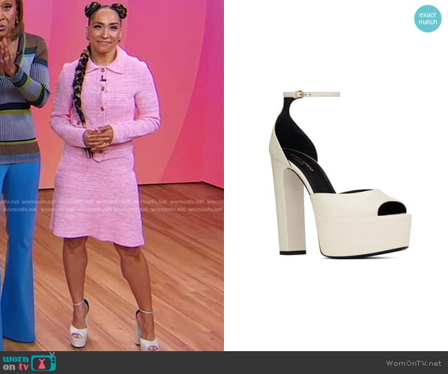 Saint Laurent Jodie Platform Sandals worn by Robin Arzo?n on Good Morning America