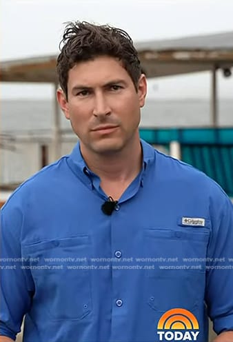 Sam Brock’s blue logo shirt on Today
