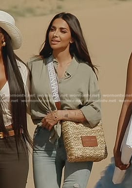 Sara’s straw tote bag on The Real Housewives of Dubai